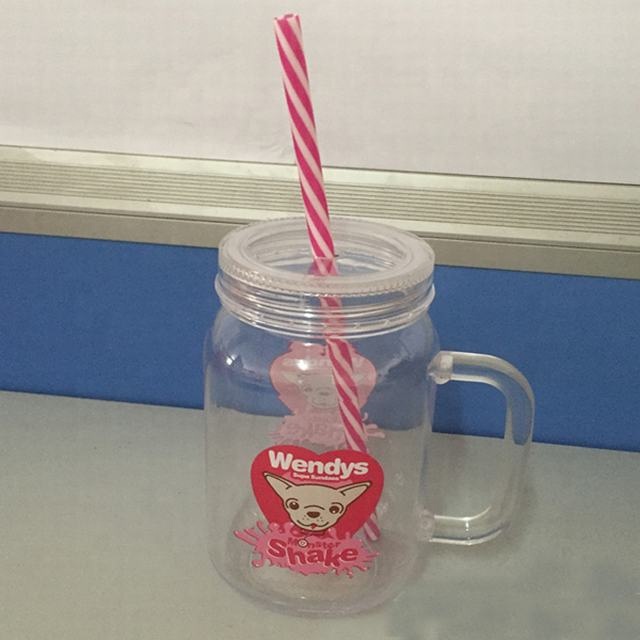 15OZ Transparent Fruit Juice Cool Drink Glass Cup Mug Mason Jar Lemon Bottle With Cover Straw Sport Water Bottle