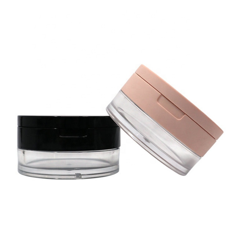 15g/0.53oz Empty Makeup Powder Container with Puff and Mirror Loose Powder Refillable Compact Case Plastic Cosmetic Jars