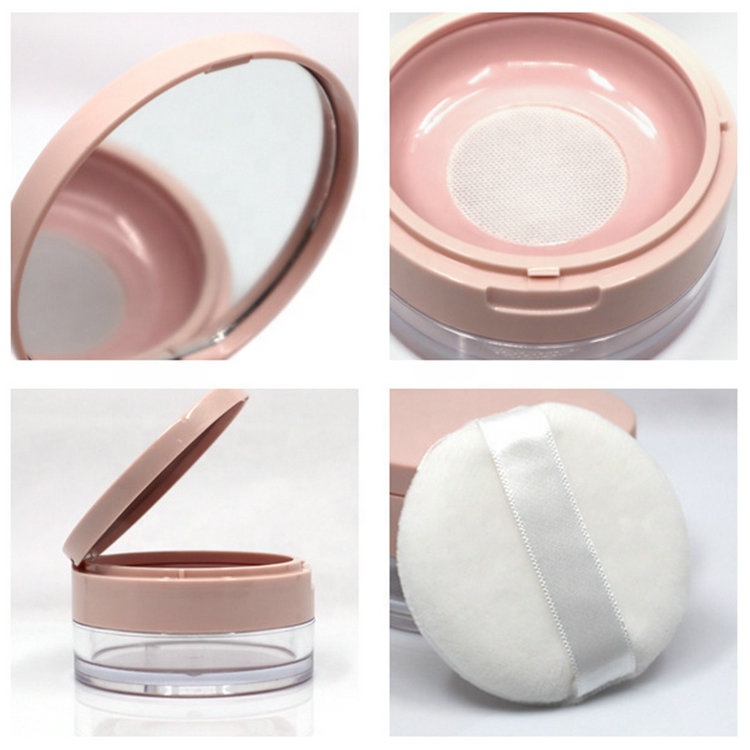 15g/0.53oz Transparent Acrylic Empty Refillable Powder Puff Box Make-up Loose Powder Box Powder Container With Puff and Mirror