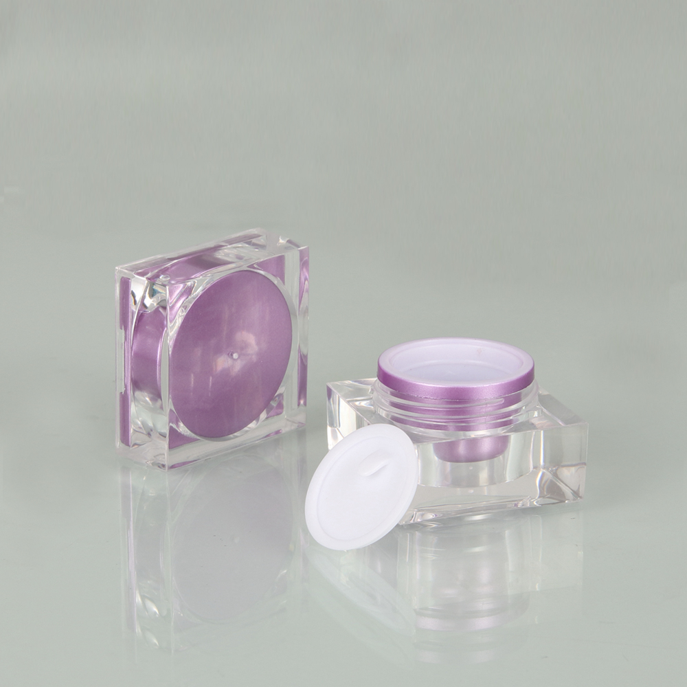 15g 10g 5g Cream Purple Square Shape Cream Jars With Screw Cap Cosmetic Cream Containers