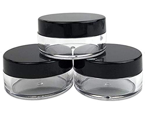 15g 15ml Small Clear Cream Jar, Plastic Pot Box Mini Cosmetic Container with Black Lids