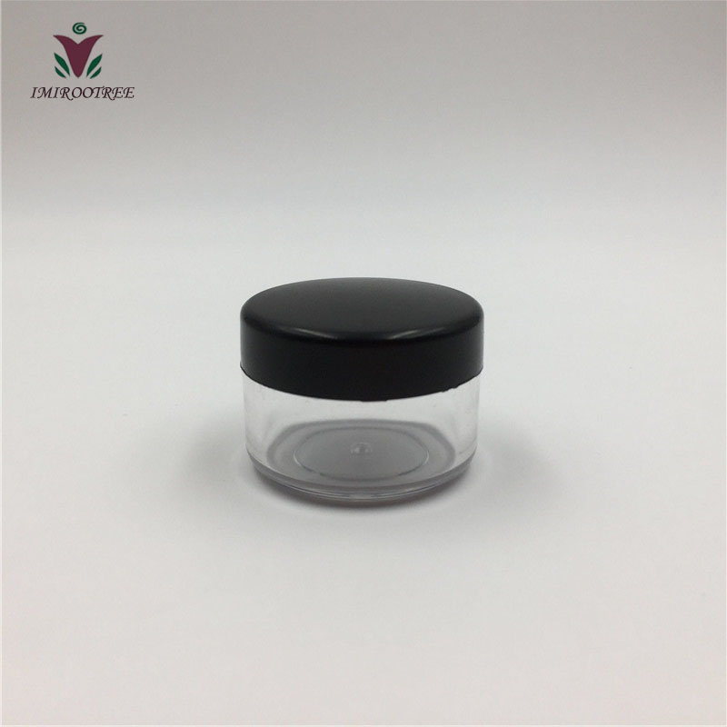 15g 15ml Small Clear Cream Jar, Plastic Pot Box Mini Cosmetic Container with Black Lids