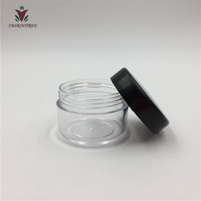 15g 15ml Small Clear Cream Jar, Plastic Pot Box Mini Cosmetic Container with Black Lids