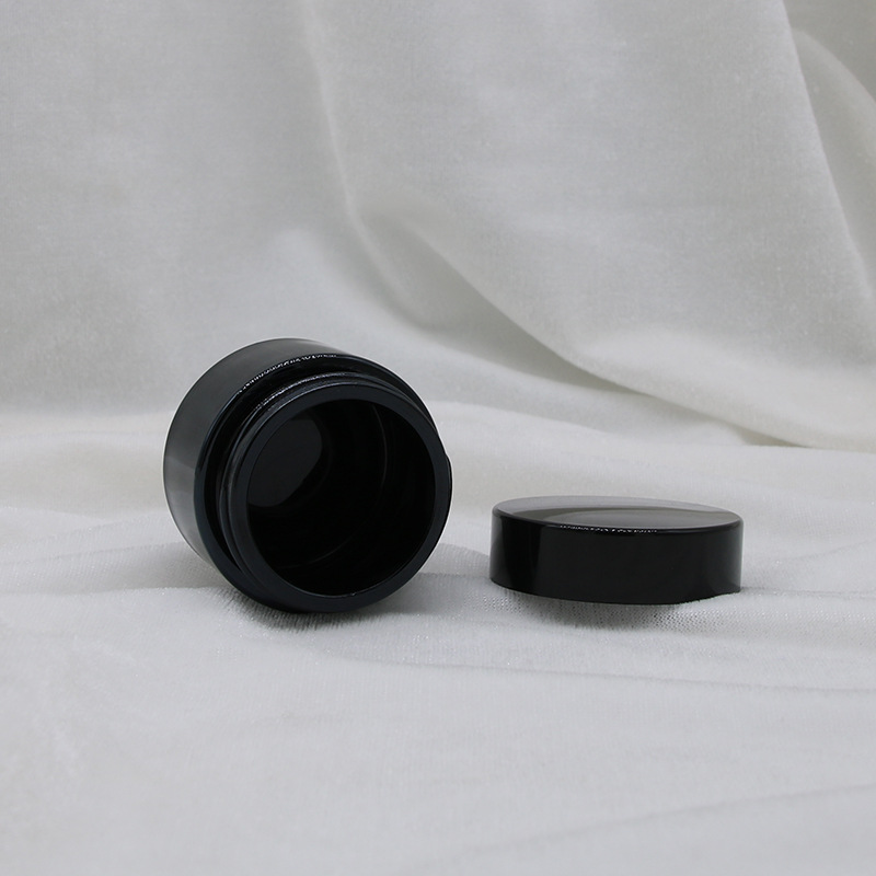 15g/20g/30g/50g/100g Empty Refillable Frosted Glass Cosmetic Cream Jar Bottle Container with Black Lids