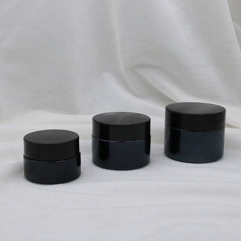 15g/20g/30g/50g/100g Empty Refillable Frosted Glass Cosmetic Cream Jar Bottle Container with Black Lids