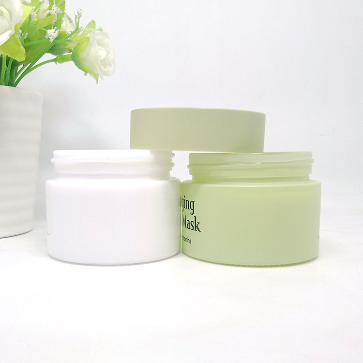 15g 20g 30g 50g 100g custom color pink and green opal white glass container cream jar pink glass cosmetic jar with plastic lid