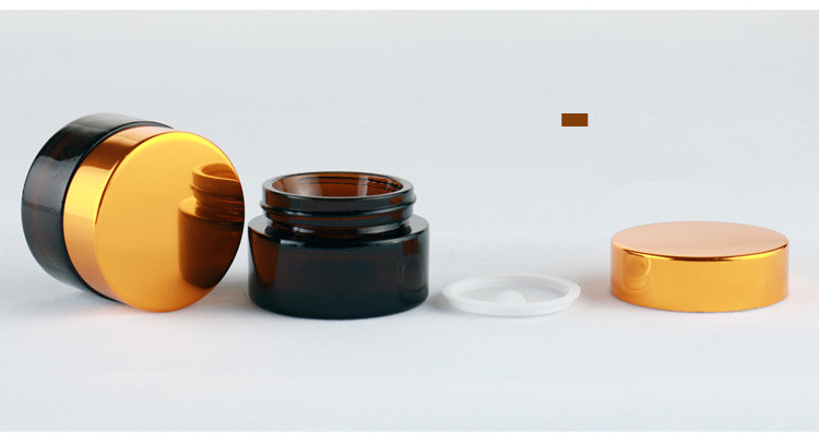 15g 20g 30g 50g 100g eco friendly amber cosmetic containers glass jar cosmetic packaging with black aluminum lid