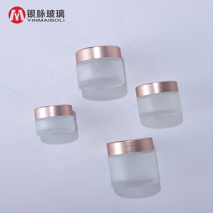 15g 20g 30g 50g 100g matte clear glass cosmetic cream jar with rose gold aluminum screw lid