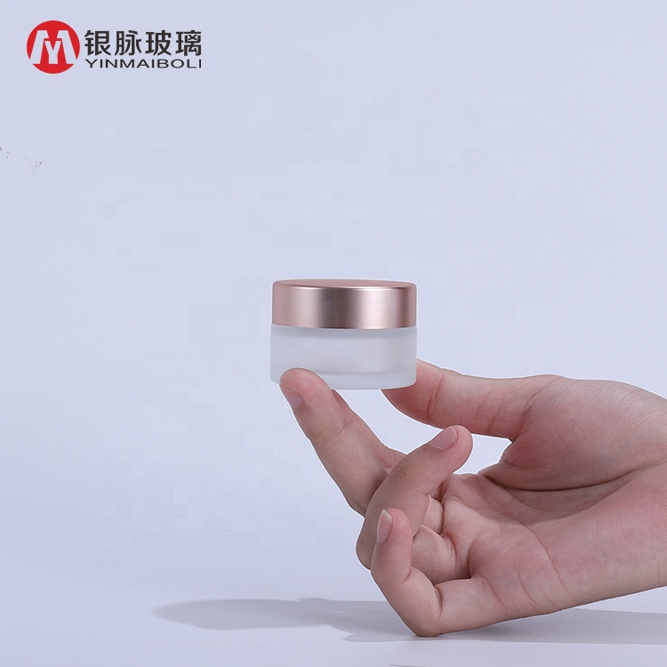 15g 20g 30g 50g 100g matte clear glass cosmetic cream jar with rose gold aluminum screw lid