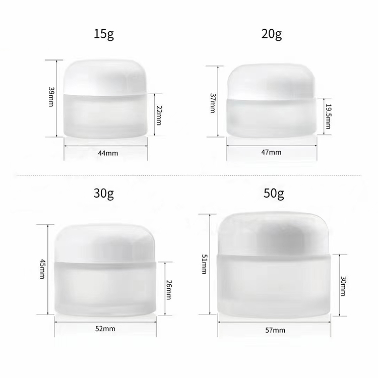 15g 20g 30g 50g Empty Glass Cosmetic Cream Jar with Caplugs Cap