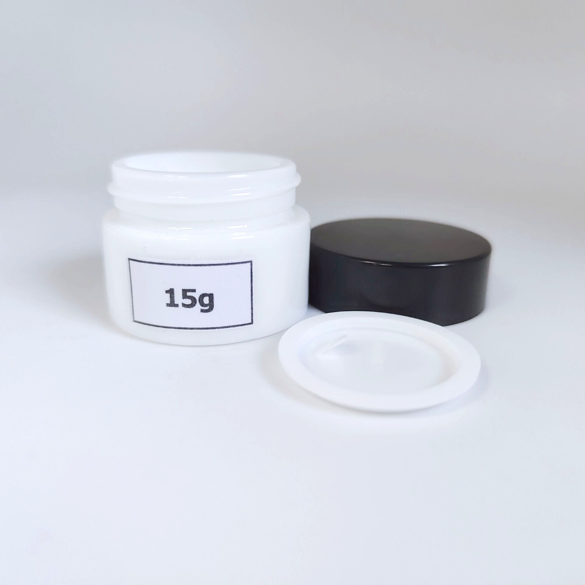 15g 20g 30g 50g Empty cosmetic opal white porcelain glass cream jar with black lid