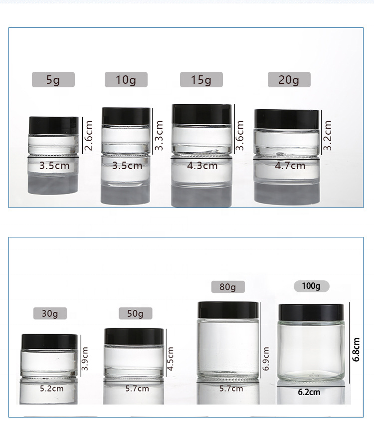 15g 20g 30g 50g Face Cosmrtic Containers Packaging Glass Frosted Cream Jar