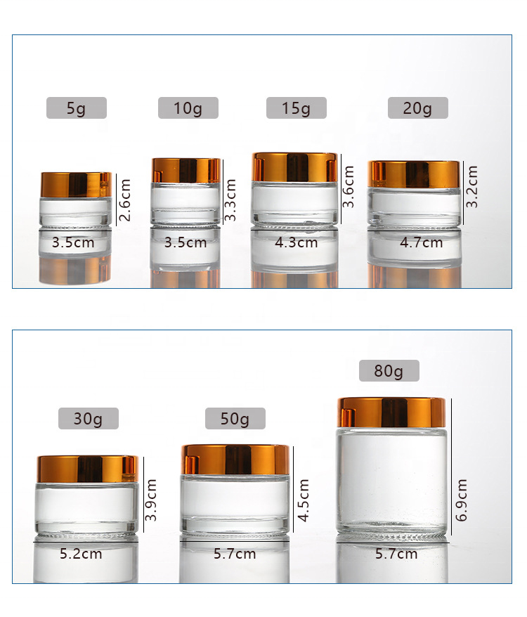 15g 20g 30g 50g Face Cosmrtic Containers Packaging Glass Frosted Cream Jar