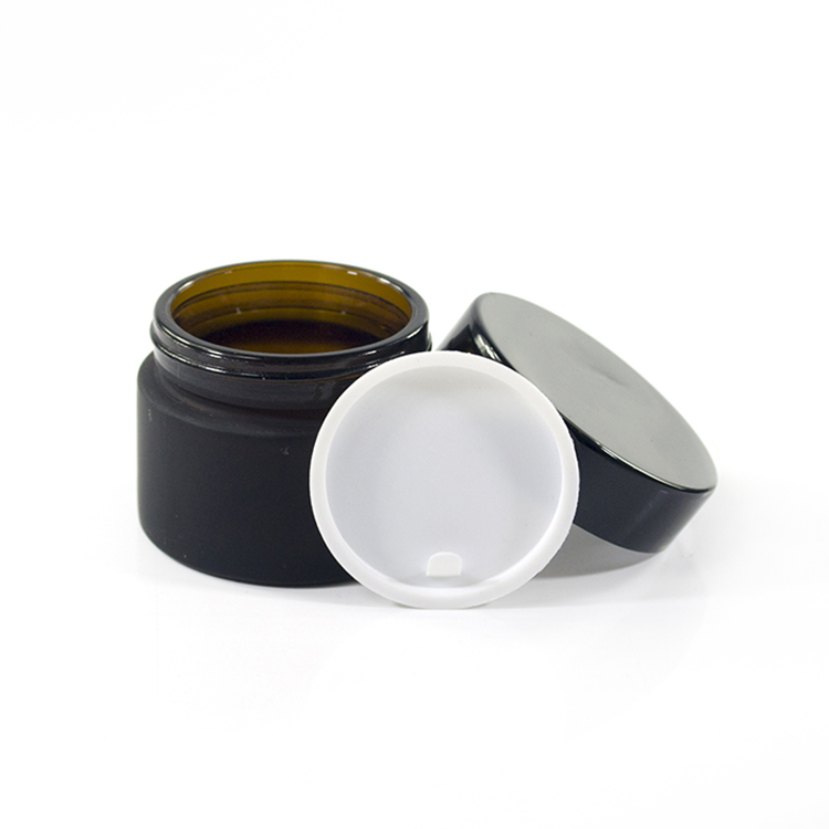 15g 20g 30g 50g amber glass cream jar black aluminum cap frosted glass cosmetic eye cream jar