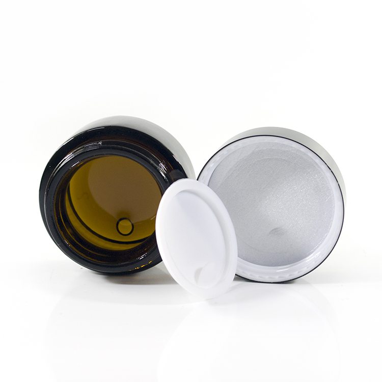15g 20g 30g 50g amber glass cream jar black aluminum cap frosted glass cosmetic eye cream jar