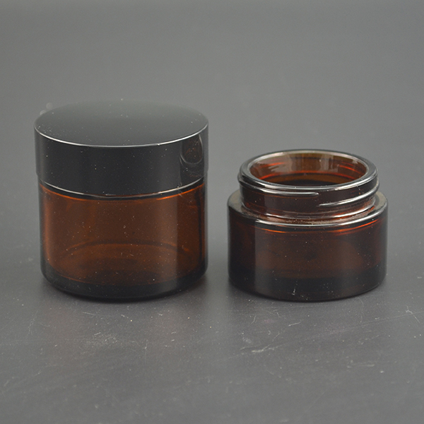 15g 20g 30g 50g amber glass cream jar black aluminum cap frosted glass cosmetic eye cream jar