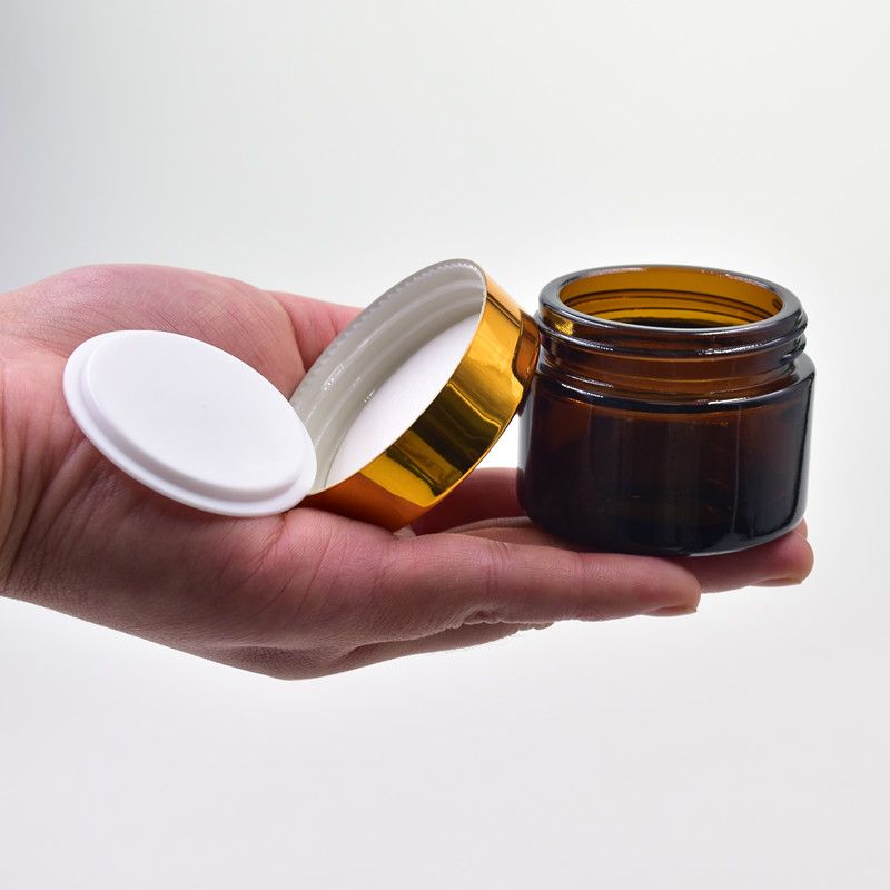 15g 20g 30g 50g amber round screw top eye cream jar skin care body lotion glass jar cosmetic containers glass bottles with lids