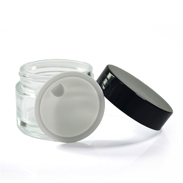 15g 20g 30g 50g clear frosted glass jar with black lid Mini small eye shadow glass cream sample jar