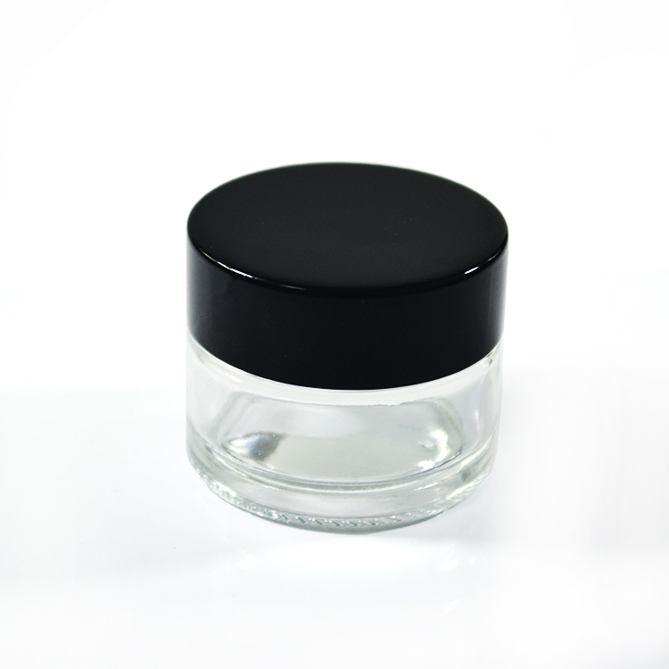 15g 20g 30g 50g clear frosted glass jar with black lid Mini small eye shadow glass cream sample jar