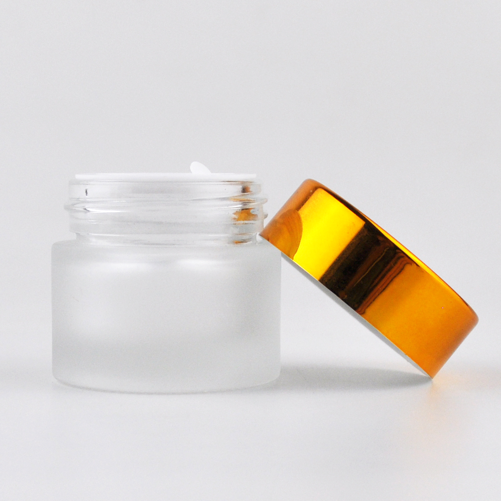 15g 20g 30g 50g cosmetic container frosted glass face cream jar with gold lid