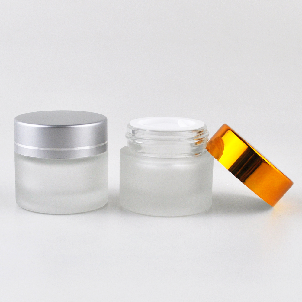 15g 20g 30g 50g cosmetic container frosted glass face cream jar with gold lid