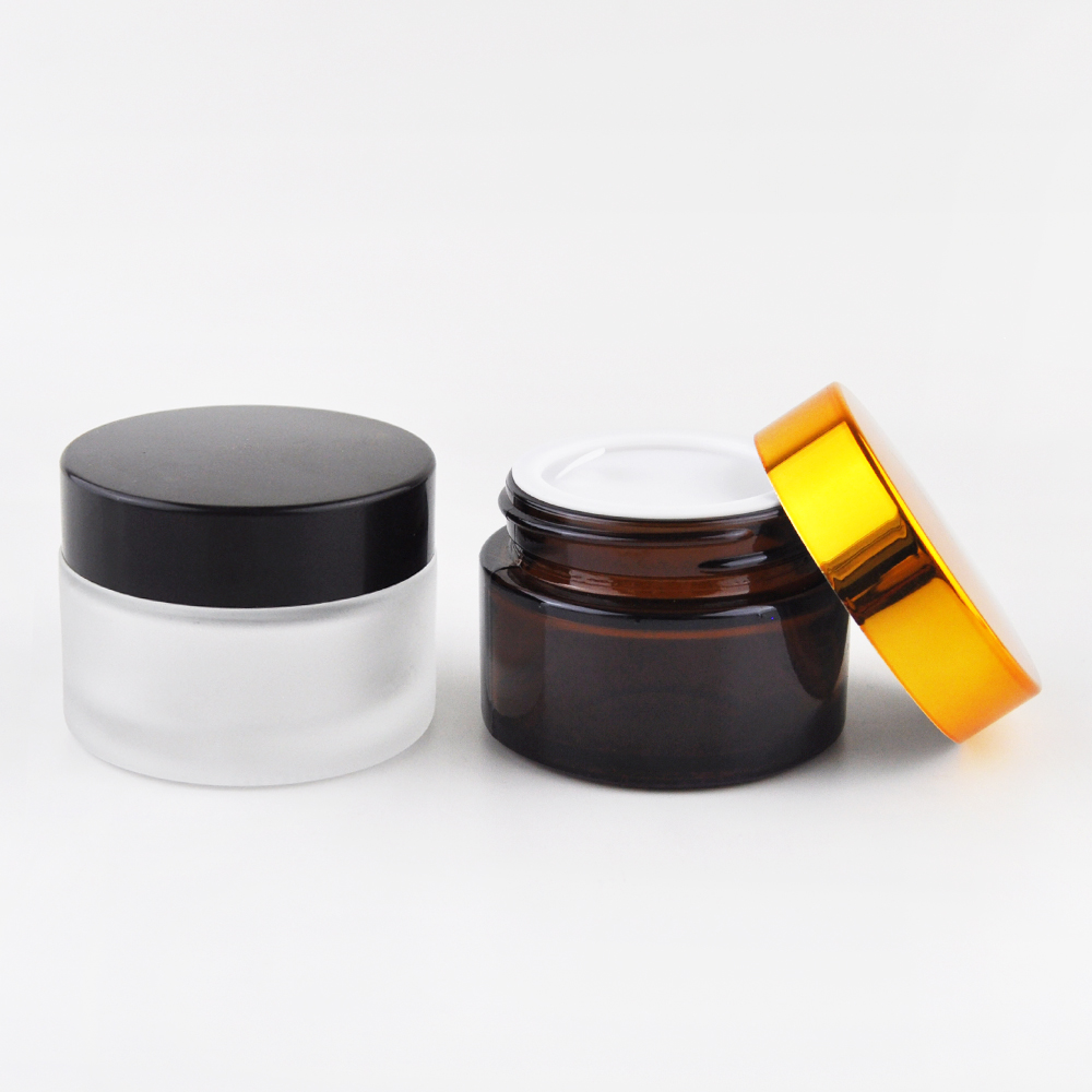 15g 20g 30g 50g cosmetic container frosted glass face cream jar with gold lid