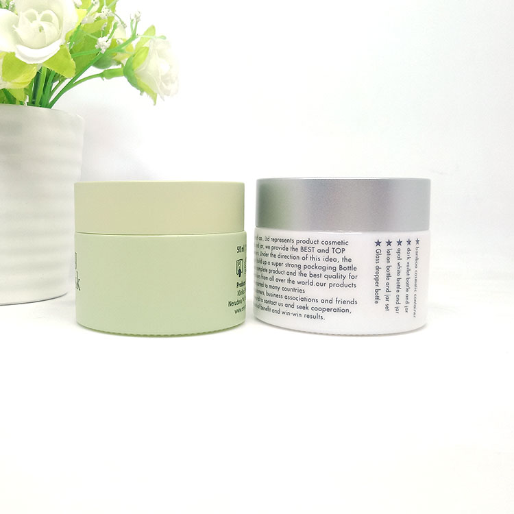 15g 20g 30g 50g painting pink and green opal white glass jar with plastic lid for cosmetics jars