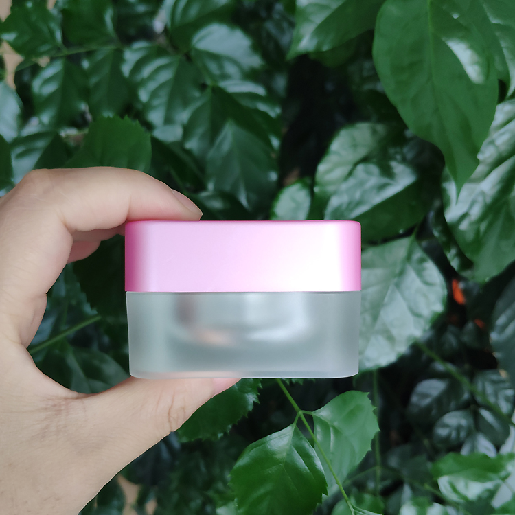 15g 20g 30g 50g square frosted acrylic packaging cosmetic cream jar with pink lid