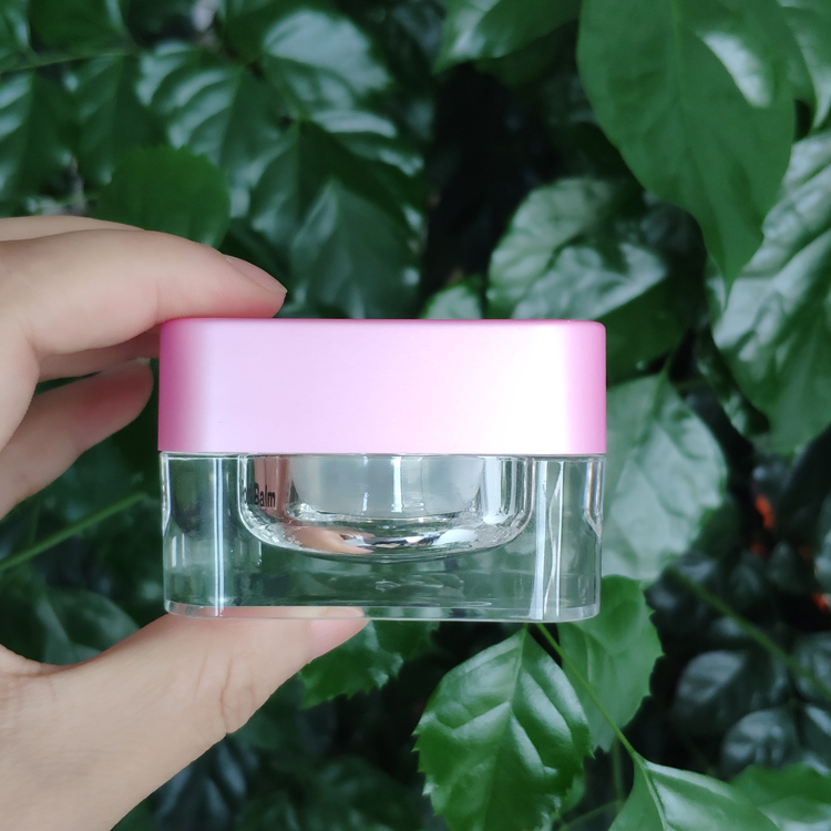 15g 20g 30g 50g square frosted acrylic packaging cosmetic cream jar with pink lid
