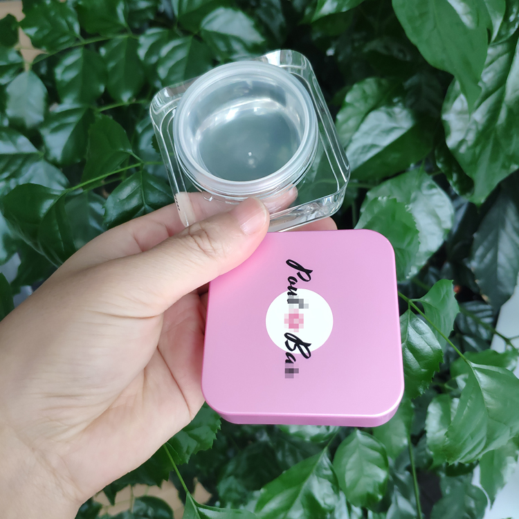 15g 20g 30g 50g square frosted acrylic packaging cosmetic cream jar with pink lid