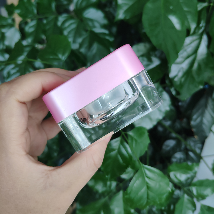15g 20g 30g 50g square frosted acrylic packaging cosmetic cream jar with pink lid