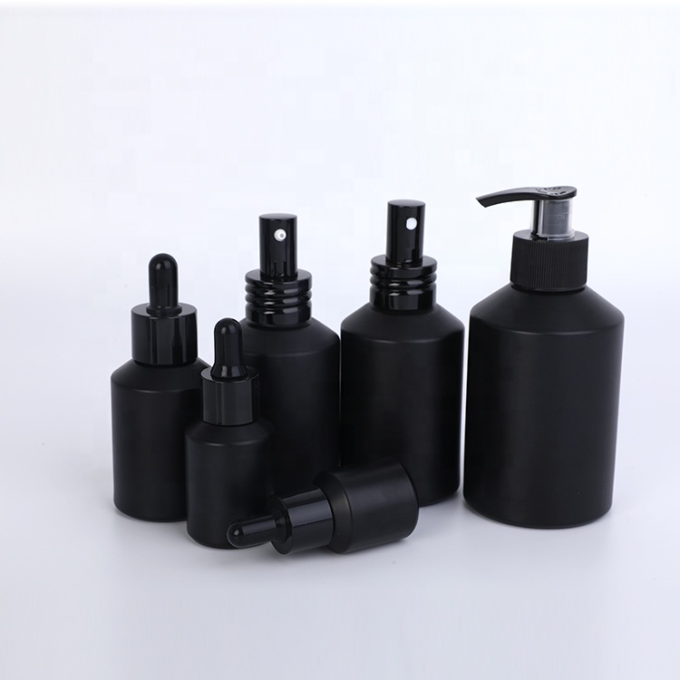 15g 30g 50g 100g 15ml 30ml 60ml 100ml 120ml matte black slanted shoulder Cosmetic sets for essential oil serum cream