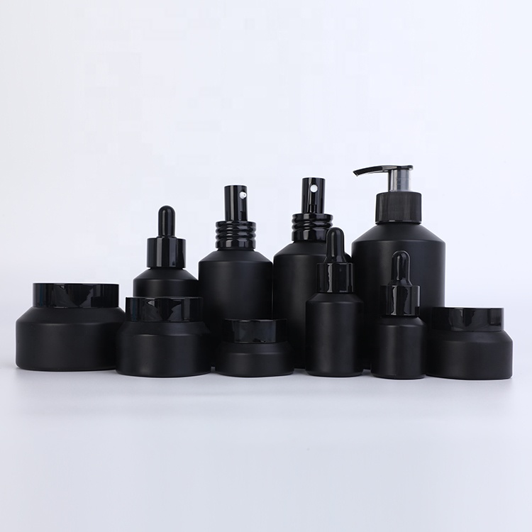 15g 30g 50g 100g 15ml 30ml 60ml 100ml 120ml matte black slanted shoulder Cosmetic sets for essential oil serum cream