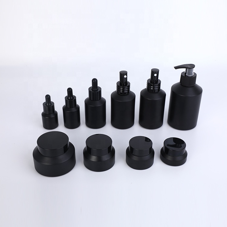 15g 30g 50g 100g 15ml 30ml 60ml 100ml 120ml matte black slanted shoulder Cosmetic sets for essential oil serum cream
