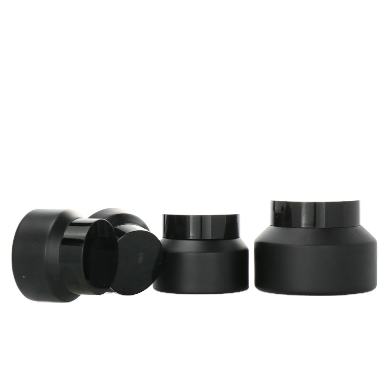 15g 30g 50g 100g 15ml 30ml 60ml 100ml 120ml unique packaging set matte black cosmetic glass lotion pump container and cream jar