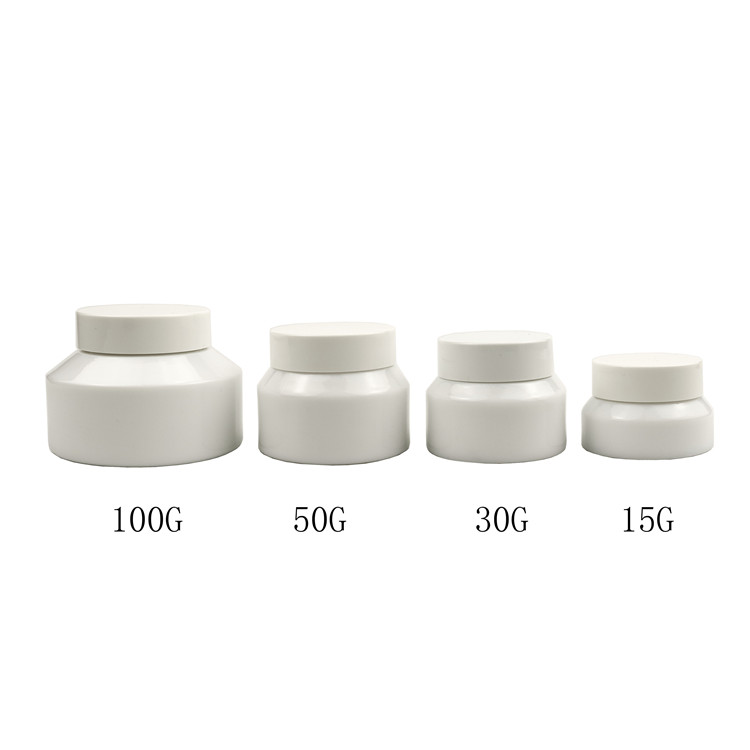 15g 30g 50g 100g 1oz 1.7oz 2.1oz 3.3oz slanted shoulder jar opal white ceramic glass skin cream jar cosmetic with white lid