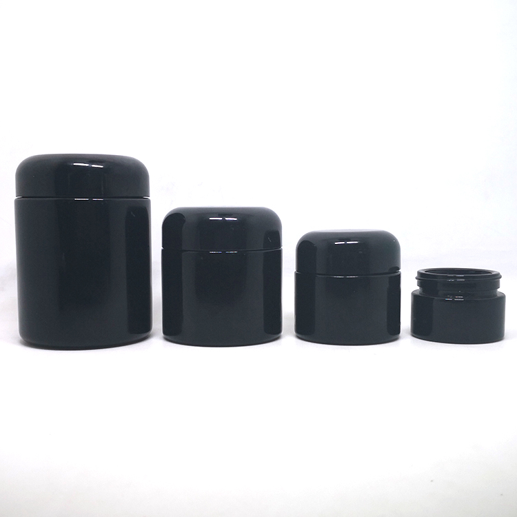 15g 30g 50g 100g 200g 250g 500g dark violet black glass jar with arc round lid