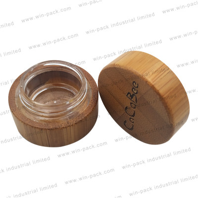 15g 30g 50g 100g 200g 250g cometic bamboo face cream jar with pp or glass inner frost glass jar with bamboo lid