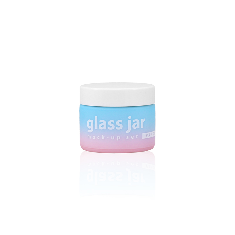 15g 30g 50g 100g Blue and pink matte frosted white glass cream jar