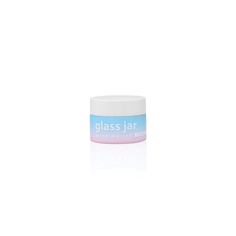 15g 30g 50g 100g Blue and pink matte frosted white glass cream jar