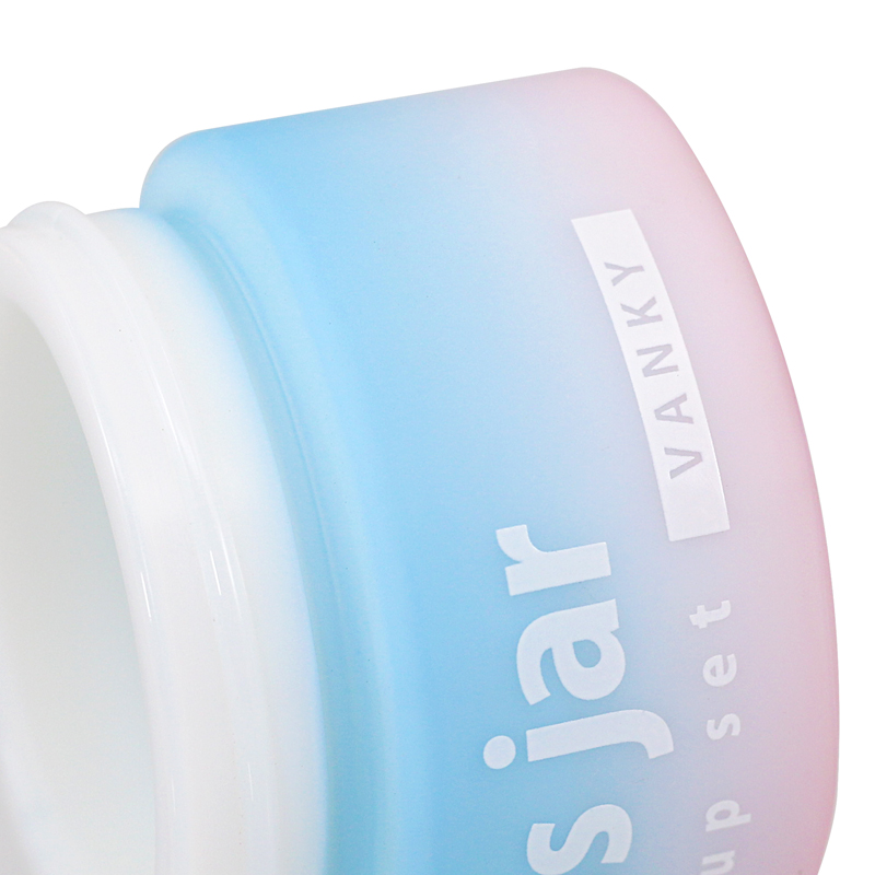 15g 30g 50g 100g Blue and pink matte frosted white glass cream jar
