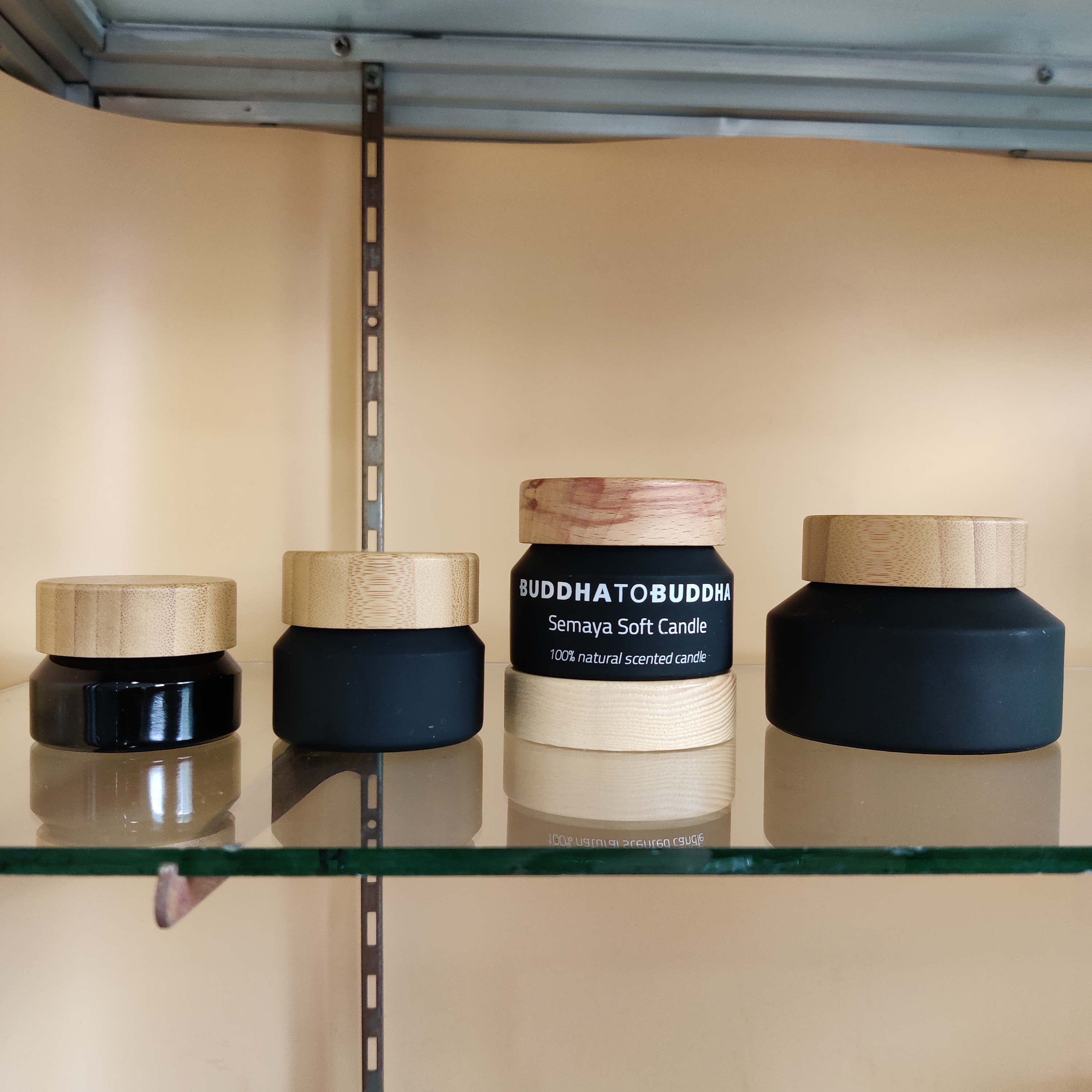 15g 30g 50g 100g Cosmetic packaging frosted black cream glass jar with really wood screw lid