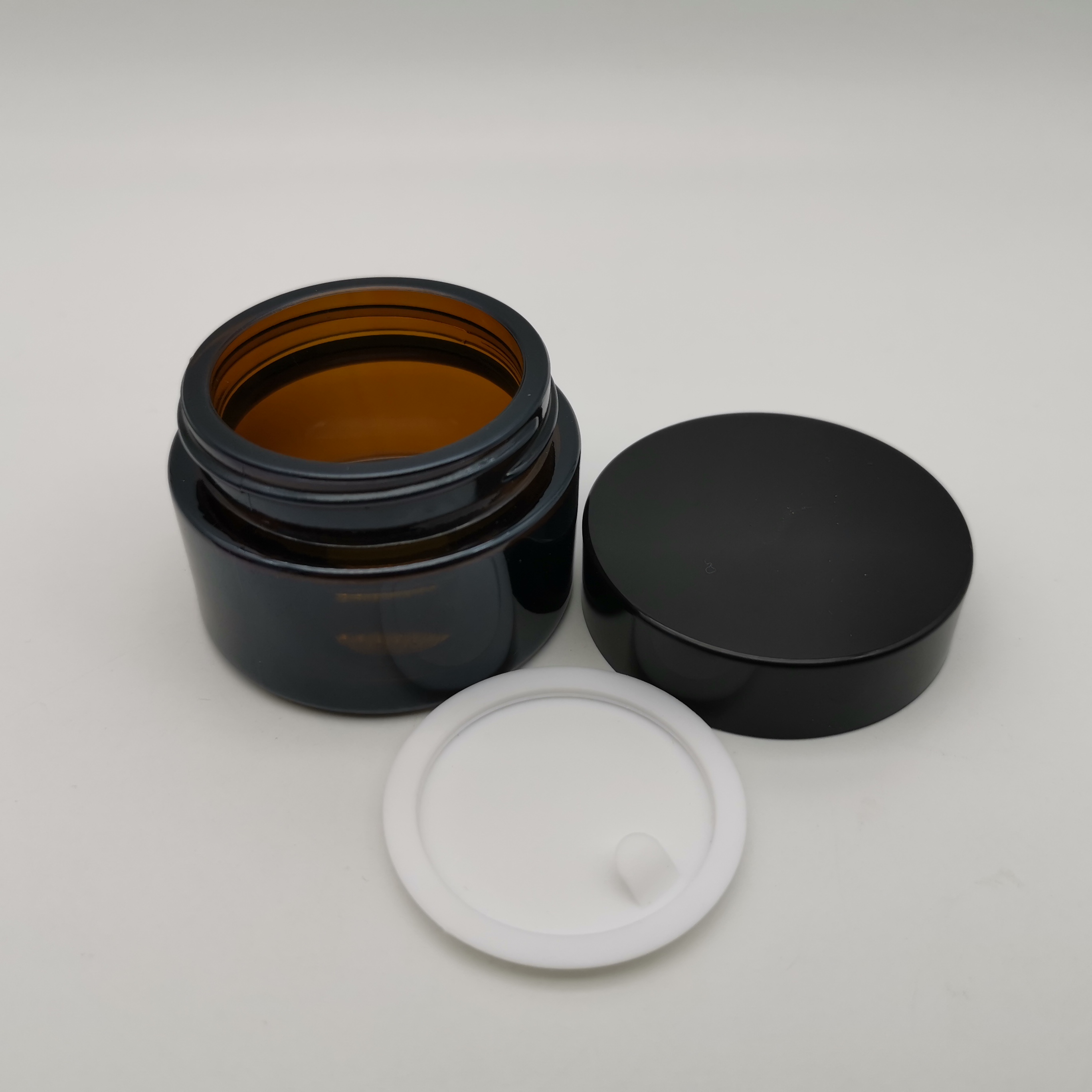 15g 30g 50g 100g Cosmetic round shape amber black acrylic jar container / Elegant empty cream jars with black lid
