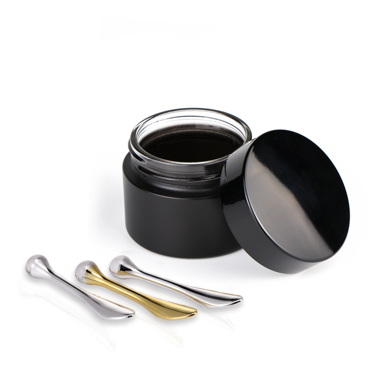15g 30g 50g 100g Cosmetic round shape amber black empty glass cream jars with black lid