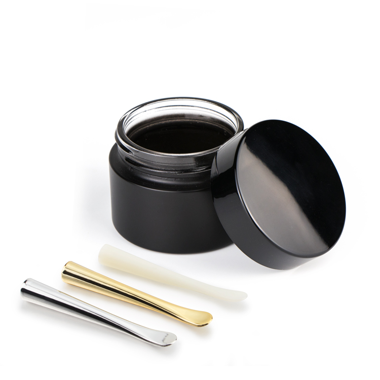 15g 30g 50g 100g Cosmetic round shape amber black empty glass cream jars with black lid
