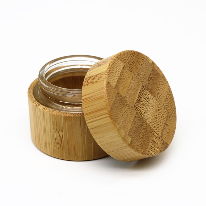 15g 30g 50g 100g Empty Eye Cream Container Frosted Cosmetic Glass Jar With Bamboo Lid