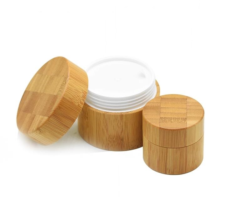 15g 30g 50g 100g Empty Eye Cream Container Frosted Cosmetic Glass Jar With Bamboo Lid