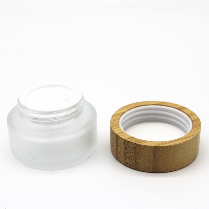 15g 30g 50g 100g Empty Eye Cream Container Frosted Cosmetic Glass Jar With Bamboo Lid