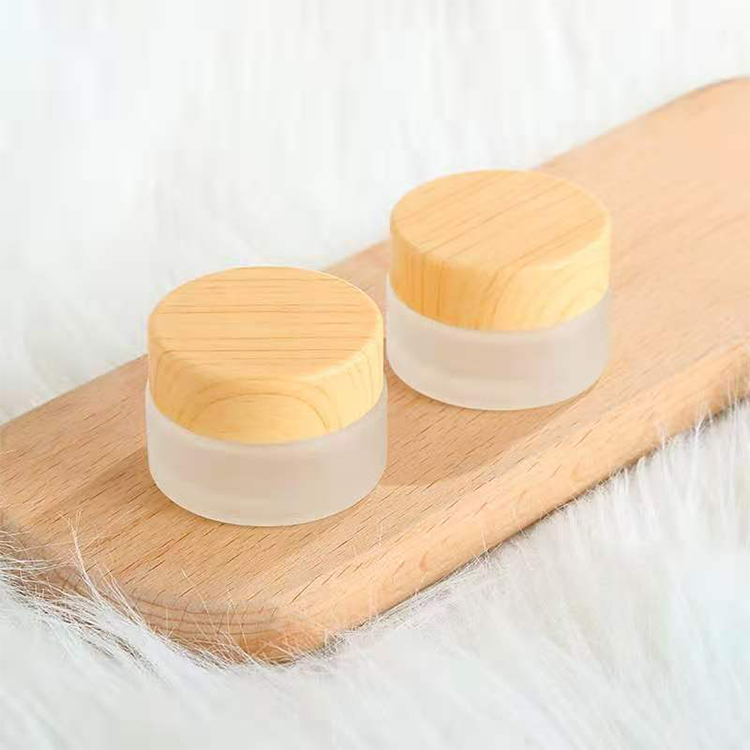15g 30g 50g 100g Frost Clear Glass Jar With Bamboo Lid For Cosmetic