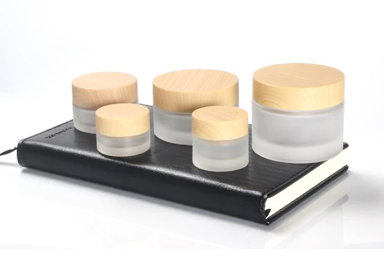 15g 30g 50g 100g Frost Clear Glass Jar With Bamboo Lid For Cosmetic